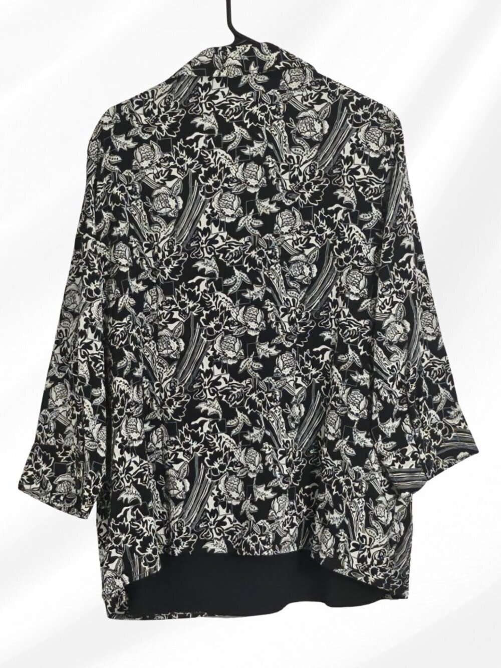 Kim Rogers 3X Black White Floral Blouse Built In Tank - Picture 3 of 7